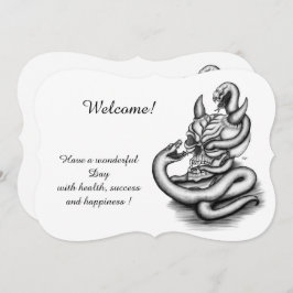 スカル – ヘビと悪魔の頭、あなたのテキストを追加 招待状