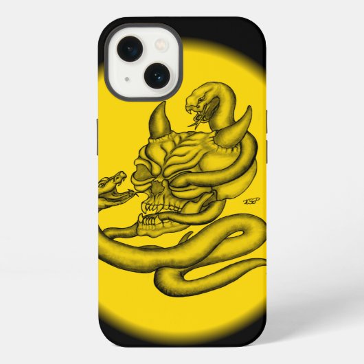 スカル - ヘビのいる悪魔の頭 iPhoneケース (裏面)