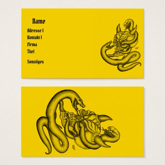スカル – ヘビ付き悪魔の頭 (正面&裏面)