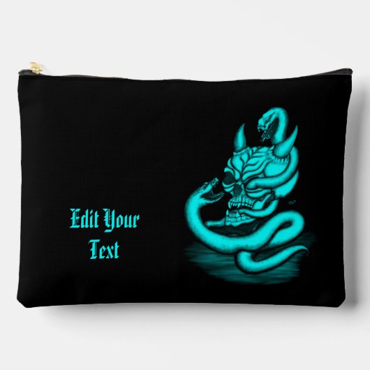 スカル – ヘビ付き悪魔の頭 アクセサリーポーチ (正面)