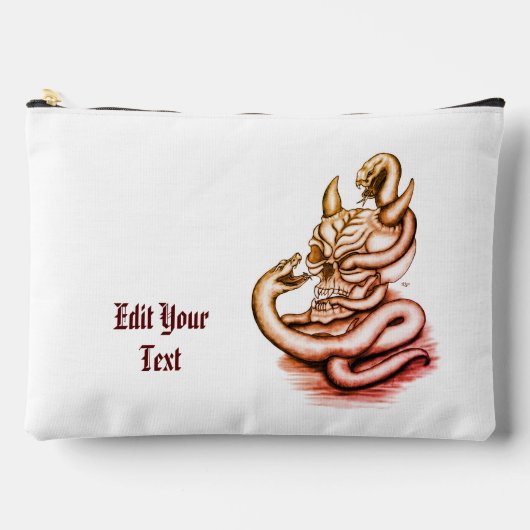スカル – ヘビ付き悪魔の頭 アクセサリーポーチ (正面)