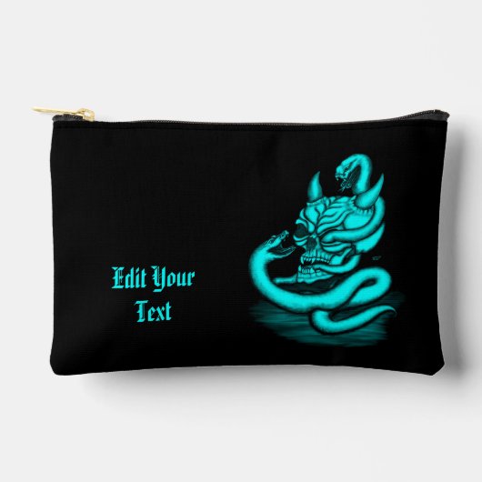 スカル – ヘビ付き悪魔の頭 アクセサリーポーチ (正面)
