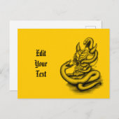 スカル – ヘビ付き悪魔の頭 インビテーションポストカード (正面/裏面)