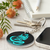 スカル – ヘビ付き悪魔の頭 キーホルダー (正面右)