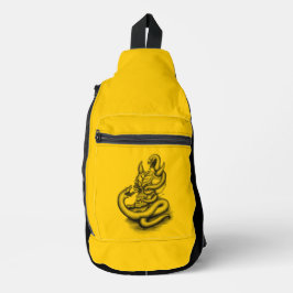 スカル – ヘビ付き悪魔の頭 スリングバッグ