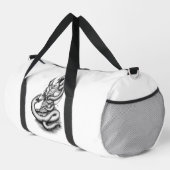 スカル – ヘビ付き悪魔の頭 ダッフルバッグ (右コーナー)