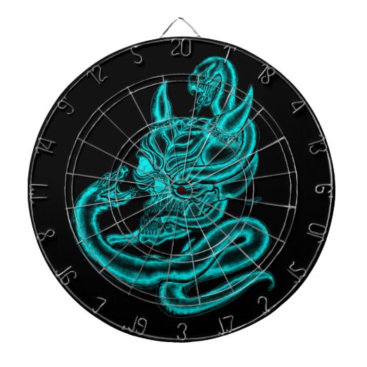 スカル – ヘビ付き悪魔の頭 ダーツボード (正面)