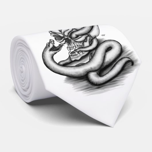 スカル – ヘビ付き悪魔の頭 ネクタイ (ロール)