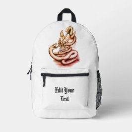 スカル – ヘビ付き悪魔の頭 プリントバックパック