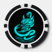 スカル – ヘビ付き悪魔の頭 ポーカーチップ (正面)