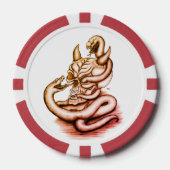 スカル – ヘビ付き悪魔の頭 ポーカーチップ (正面)