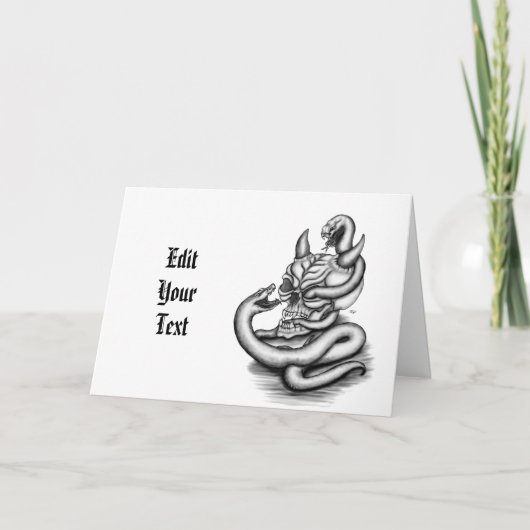 スカル – ヘビ付き悪魔の頭 招待状 (正面)