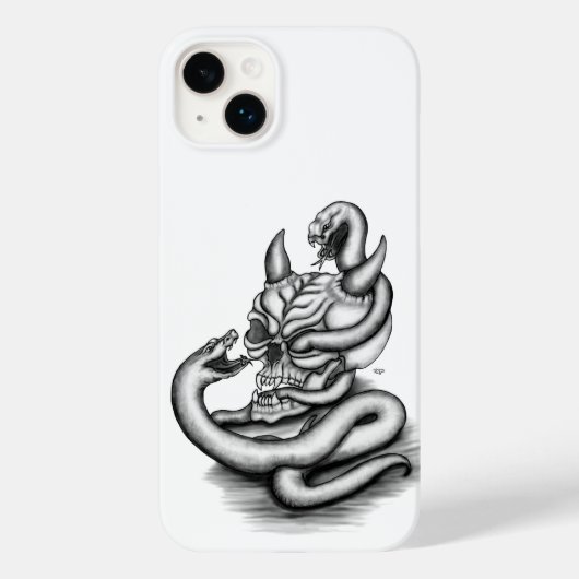 スカル – ヘビ付き悪魔の頭 Case-Mate iPhoneケース (裏面)