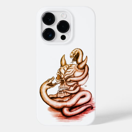 スカル – ヘビ付き悪魔の頭 Case-Mate iPhoneケース (裏面)