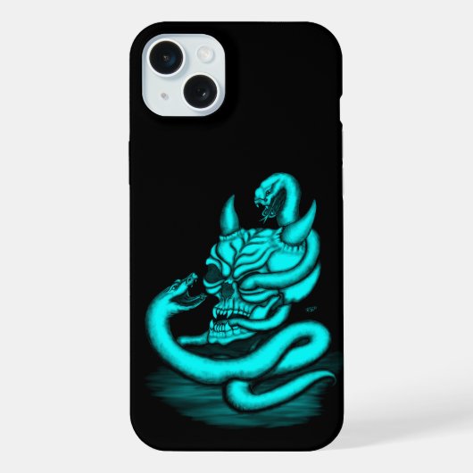 スカル – ヘビ付き悪魔の頭 iPhoneケース (裏面)