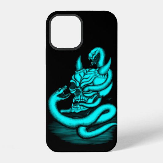 スカル – ヘビ付き悪魔の頭 iPhoneケース (裏面)
