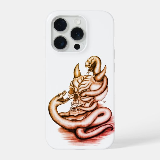 スカル – ヘビ付き悪魔の頭 iPhoneケース (裏面)