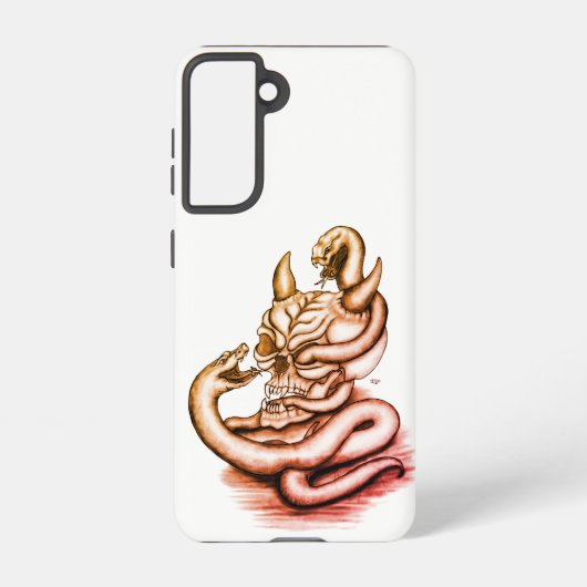 スカル – ヘビ付き悪魔の頭 SAMSUNG GALAXYケース (裏面)