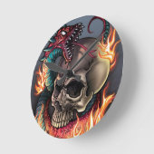 スカル+ヘビ ラウンド壁時計 (傾斜)