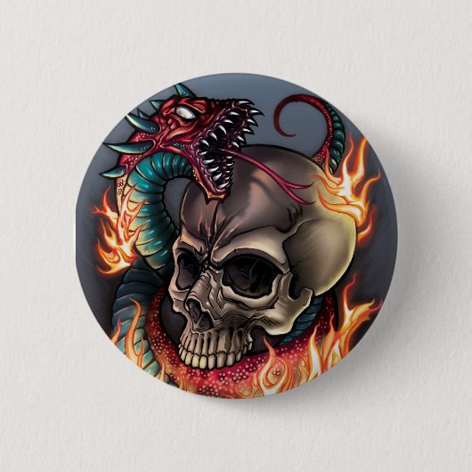 スカル + ヘビ 缶バッジ (正面)