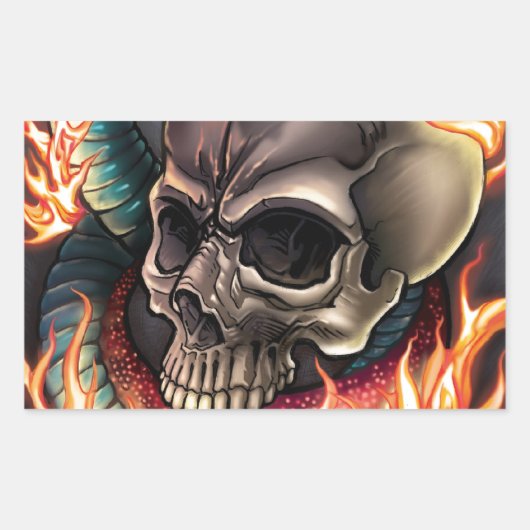 スカル+ヘビ 長方形シール (正面)