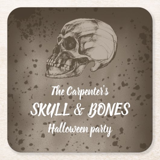 スカル&ボーンズハロウィーン スクエアペーパーコースター (正面)
