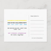 スカル&ボーンズ、ネオンハローウィンパーティ招待状 案内ポストカード (裏面)