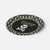 スカル&ボーンズ、ネオンハローウィンパーティ ペーパープレート (アングル)