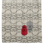 スカル – ボーンホワイトとこうもりブラック シャワーカーテン (正面)