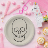 スカル – ボーンホワイトとこうもりブラック ペーパープレート (パーティー)