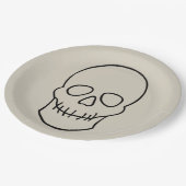 スカル – ボーンホワイトとこうもりブラック ペーパープレート (アングル)