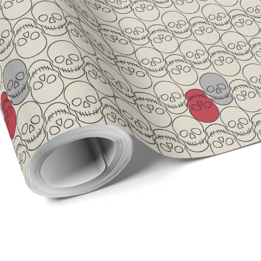 スカル – ボーンホワイトとこうもりブラック ラッピングペーパー (ロールコーナー)