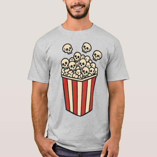 スカル・ポップコーンボックス ステッカー  Tシャツ (正面)