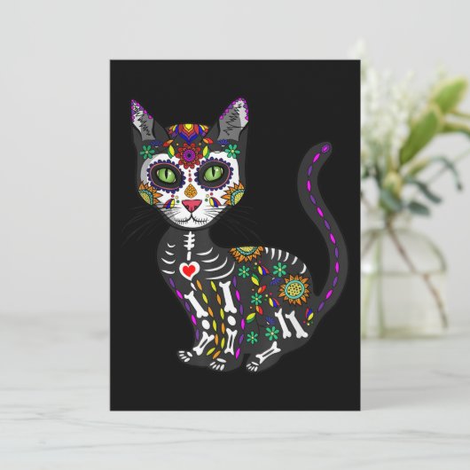 スカル メキシカン キャット ハロウィン 死者の日 招待状 (スタンド正面)