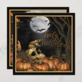 スカル、ラットおよびカボチャハローウィンパーティの招待状 招待状 (正面/裏面)