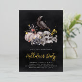 スカル&レイベンハローウィンパーティ 箔招待状 (立ち正面)