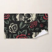スカル&レッドローズゴシックフローラ バスタオルセット (ハンドタオル)