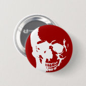 スカル – レッド&ホワイトメタルファンタジーアート 缶バッジ (正面&裏面)