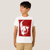 スカル – レッド&ホワイトメタルファンタジーアート Tシャツ (正面フル)