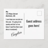 スカル、不気味こうもり、スパイダーハロウィーン インビテーションポストカード (裏面)