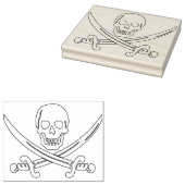 スカル・刀剣イラストレーション切手 ラバースタンプ (押印)