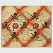 スカル,刀剣,海賊の宝の地図パーチメントパール ラッピングペーパー (フラット)