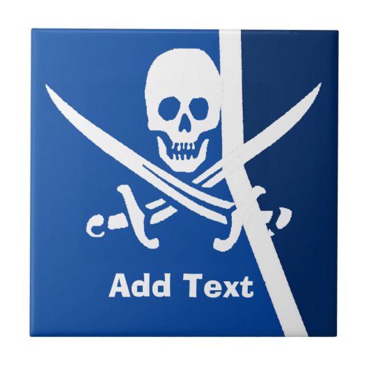 スカル、剣抽象芸術、オランダの外観、パーソナライズ タイル (正面)