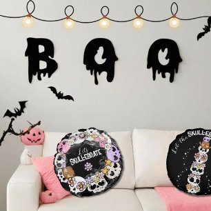 スカル 可愛い ハロウィン 枕 ラウンドクッション