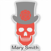 スカル、帽子、花 シール (正面)