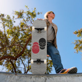 スカル-幽霊グレーとボーンホワイト スケートボード