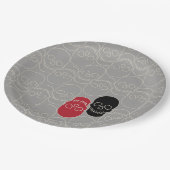 スカル-幽霊グレーとボーンホワイト ペーパープレート (アングル)