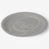 スカル-幽霊グレーとボーン ペーパープレート (アングル)