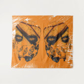 スカル&(昆虫)オオカバマダラ、モナークバタフライ タペストリー (正面(横))