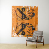 スカル&(昆虫)オオカバマダラ、モナークバタフライ タペストリー (インサイチュ)